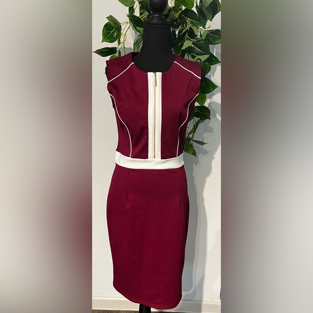 Burgundy sleeveless body con dress NWT